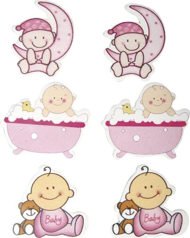 RAYHER---MINIATURE-BEBE'-ROSA-CON-BOLLINO-ADESIVO-3,5-4CM-6-PZ