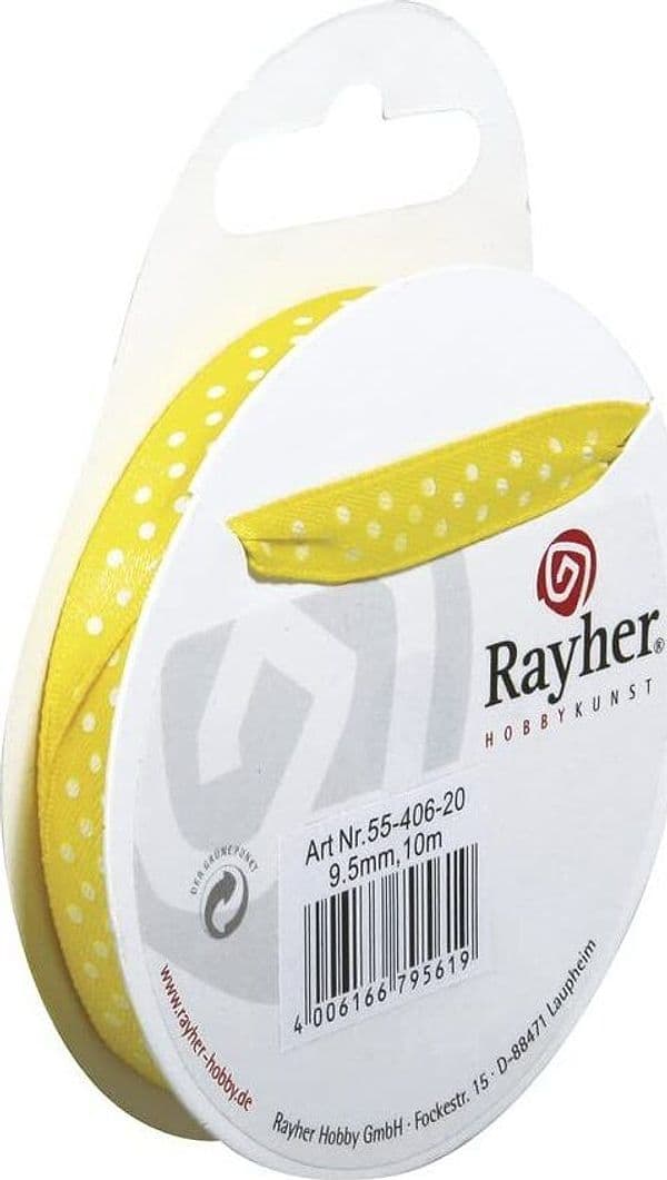 RAYHER---NASTRO-IN-RASO-CON-PUNTINI-H-9,5mm-ROTOLO-10MT-GIALLO