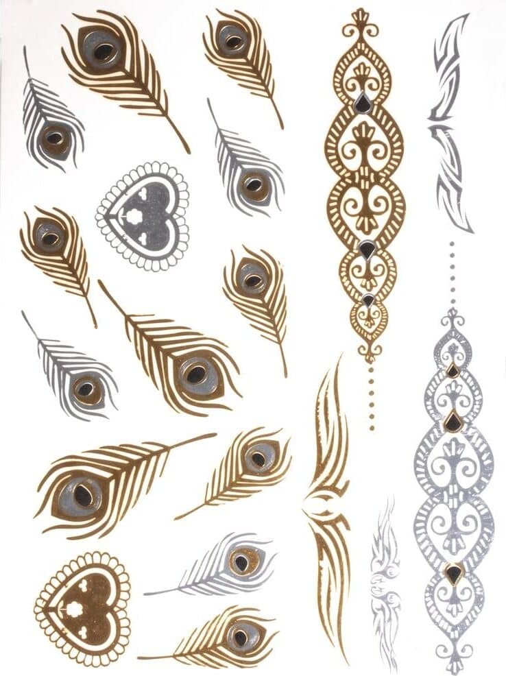 RAYHER---TATUAGGIO-METALLIZZATO-14X21-CM-ORO-ARGENTO-NERO