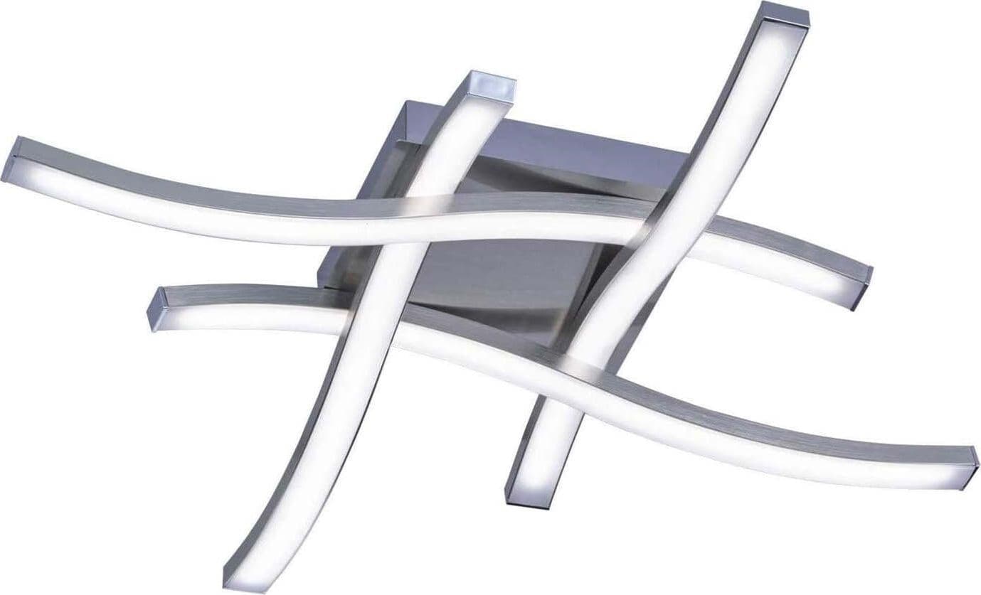 REALITY-LEUCHTEN---PLAFONIERA-ROUTE-A-LED-4-BACCHETTE-ONDULATE-ACCIAIO-SATINATO-46x46CM