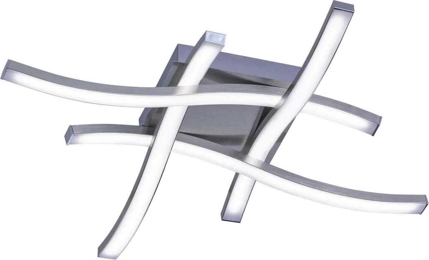 REALITY-LEUCHTEN---PLAFONIERA-ROUTE-A-LED-4-BACCHETTE-ONDULATE-ACCIAIO-SATINATO-46x46CM