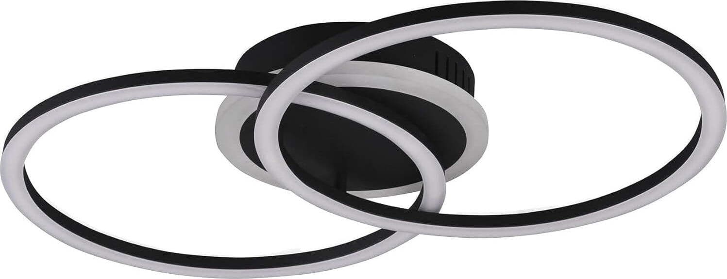 REALITY-LEUCHTEN---PLAFONIERA-VENIDA-A-LED-DOPPIO-CERCHIO-NERO-OPACO-LARGHEZZA-50-CM