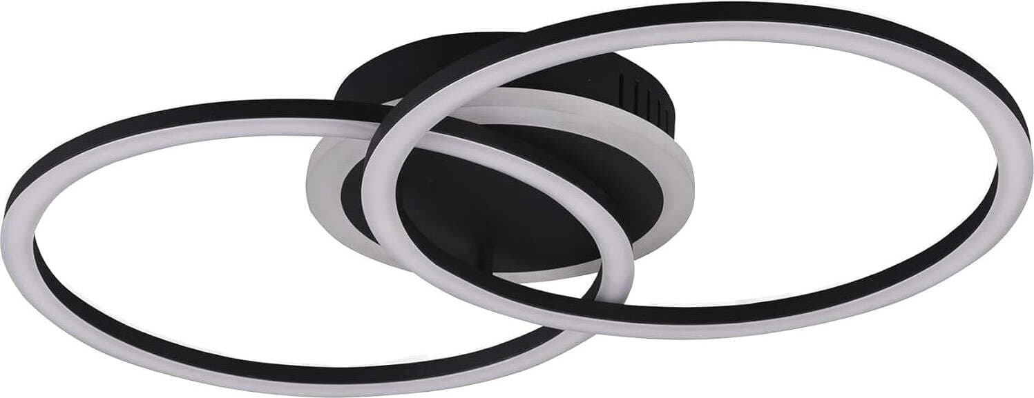 REALITY-LEUCHTEN---PLAFONIERA-VENIDA-A-LED-DOPPIO-CERCHIO-NERO-OPACO-LARGHEZZA-50-CM