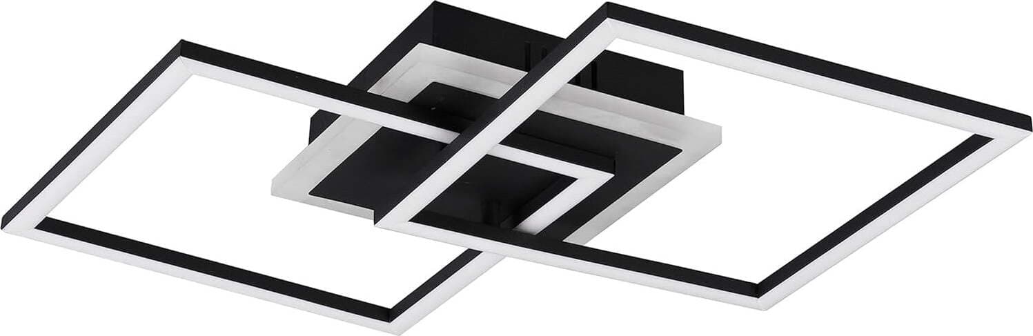 REALITY-LEUCHTEN---PLAFONIERA-VENIDA-A-LED-DOPPIO-QUADRATO-NERO-OPACO-LARGHEZZA-57-CM
