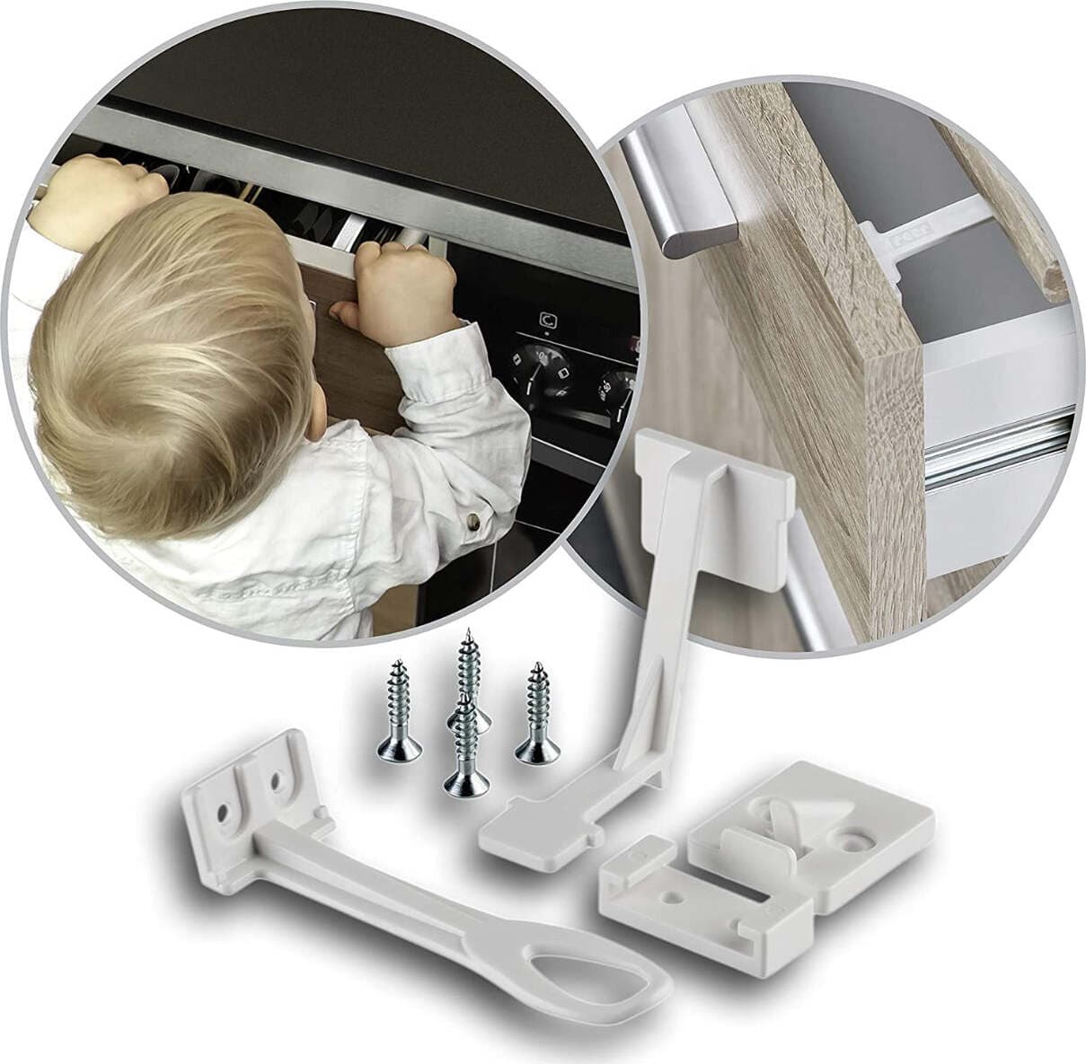 REER - SET 3 FUSIBILI PER ARMADI E CASSETTI SICUREZZA BAMBINI INVISIBILI COLORE BIANCO