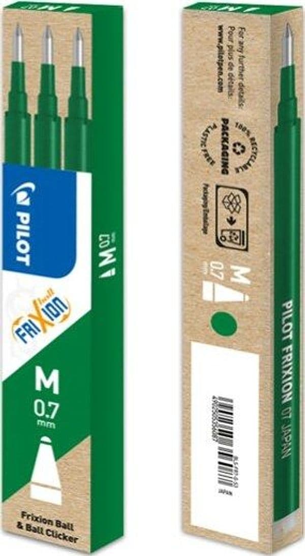 Refill a sfera Frixionball - punta 0 7mm - verde - Pilot - conf. 3 pezzi Cancelleria e prodotti per ufficio/Penne matite scrittura e correzione/Penne e ricariche/Penne roller a inchiostro gel Eurocartuccia - Pavullo, Commerciovirtuoso.it