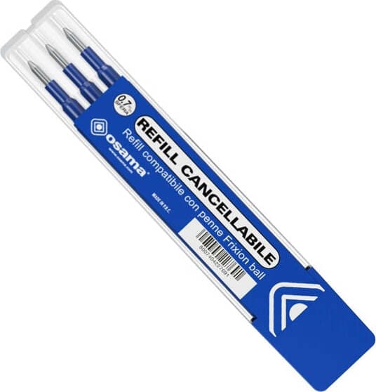 Refill per penne gel cancellabili - punta 0 7 mm - blu - Osama - conf. 3 pezzi Cancelleria e prodotti per ufficio/Penne matite scrittura e correzione/Penne e ricariche/Ricariche penne Eurocartuccia - Pavullo, Commerciovirtuoso.it