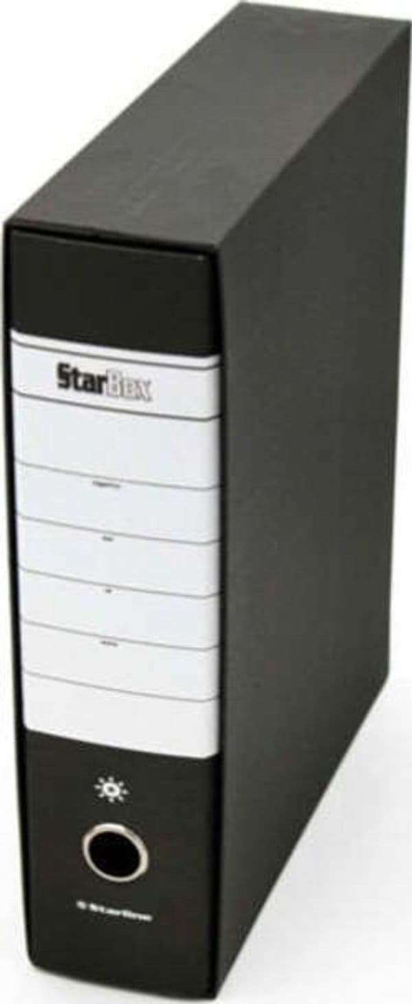 Registratore Starbox sfuso - dorso 8 cm - protocollo 23x33 cm - nero - Starline Cancelleria e prodotti per ufficio/Archivio ufficio e accessori per scrivania/Raccoglitori e accessori per raccoglitori/Raccoglitori/Raccoglitori a leva per documenti Eurocartuccia - Pavullo, Commerciovirtuoso.it