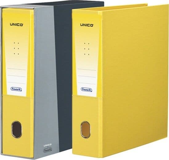Registratore Unico - dorso 8 cm - protocollo 23x33 cm - giallo - Favorit Cancelleria e prodotti per ufficio/Archivio ufficio e accessori per scrivania/Raccoglitori e accessori per raccoglitori/Raccoglitori/Raccoglitori a leva per documenti Eurocartuccia - Pavullo, Commerciovirtuoso.it