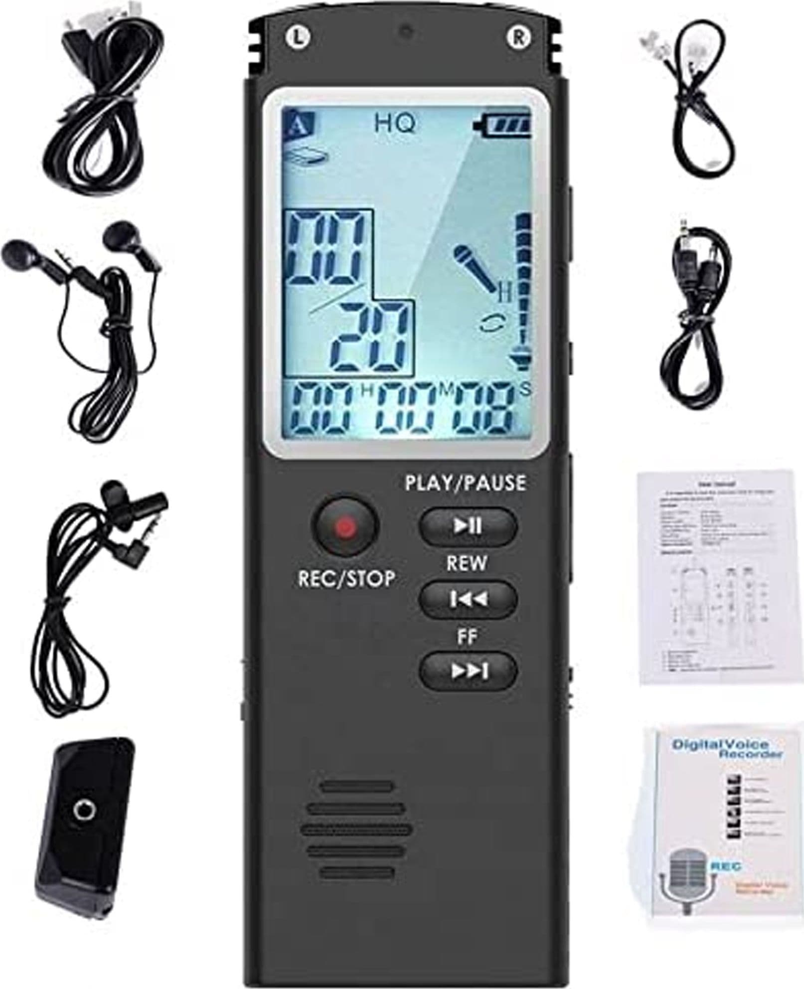 REGISTRATORE VOCALE DIGITALE REGISTRAZIONE AUDIO DA 8GB CON SCHERMO LCD Q-LC503