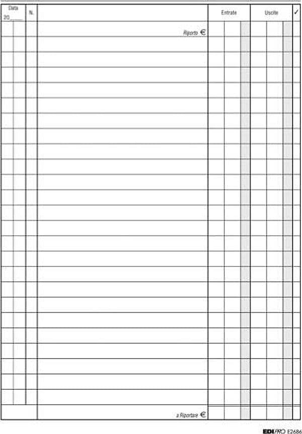 Registro cassa entrate-uscite - 24 x 17cm - 100 fogli - Edipro Cancelleria e prodotti per ufficio/Archivio ufficio e accessori per scrivania/Modulistica e conservazione registri/Libri e registri contabili Eurocartuccia - Pavullo, Commerciovirtuoso.it