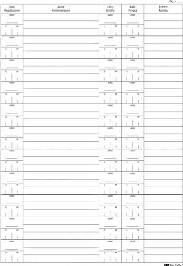 Registro nomina-revoca amministratore - 297 x 210mm - 16 fogli - Edipro Cancelleria e prodotti per ufficio/Archivio ufficio e accessori per scrivania/Modulistica e conservazione registri/Libri e registri contabili Eurocartuccia - Pavullo, Commerciovirtuoso.it