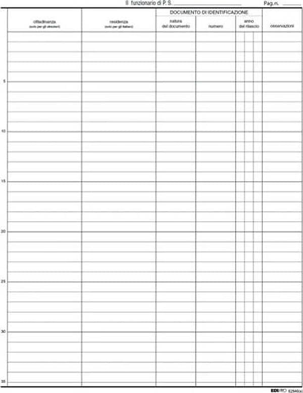 Registro persone alloggiate - 31 x 24 5cm - 46pg - Edipro Cancelleria e prodotti per ufficio/Archivio ufficio e accessori per scrivania/Modulistica e conservazione registri/Libri e registri contabili Eurocartuccia - Pavullo, Commerciovirtuoso.it