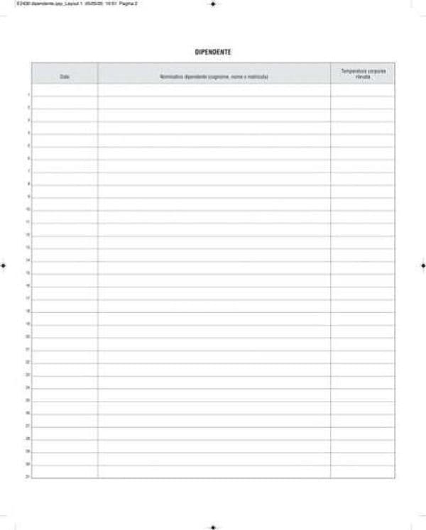 Registro rilevazione temperatura corporea - 32 pag - 31x24 5 cm - Edipro Cancelleria e prodotti per ufficio/Archivio ufficio e accessori per scrivania/Modulistica e conservazione registri/Libri e registri contabili Eurocartuccia - Pavullo, Commerciovirtuoso.it