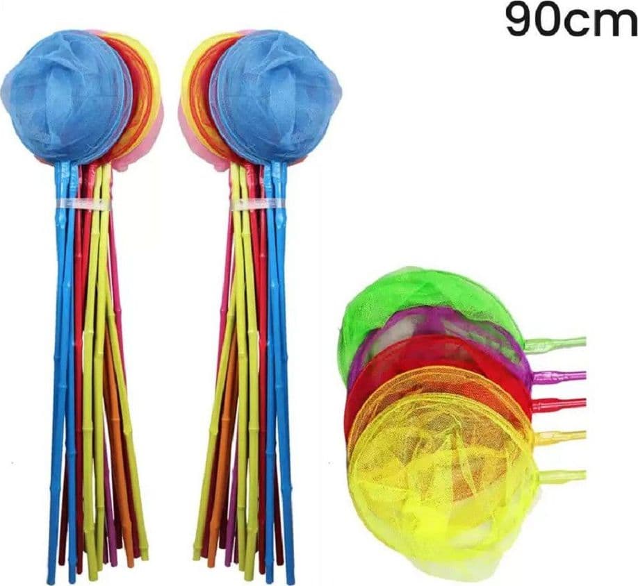 RETINO RETE PESCA FARFALLE 90 CM CON BASTONE BAMBÙ COLORATO GIOCO BAMBINI 614463
