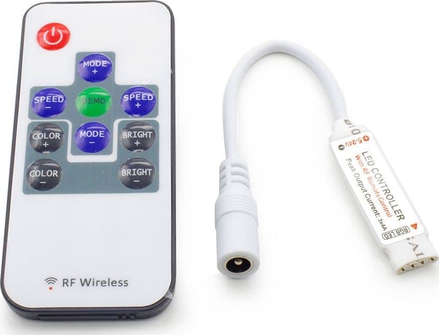 RGB LED CONTROLLER RF WIRELESS CENTRALINA TELECOMANDO COLORI 5-24V 3x4A 12A