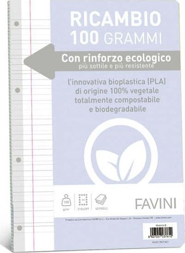 Ricambi c-rinforzo ecologico - A4 - 100 gr - 40 fg - rigo di 3a - Favini Cancelleria e prodotti per ufficio/Scuola e materiale didattico/Materiale scolastico/Diari quaderni e block notes Eurocartuccia - Pavullo, Commerciovirtuoso.it