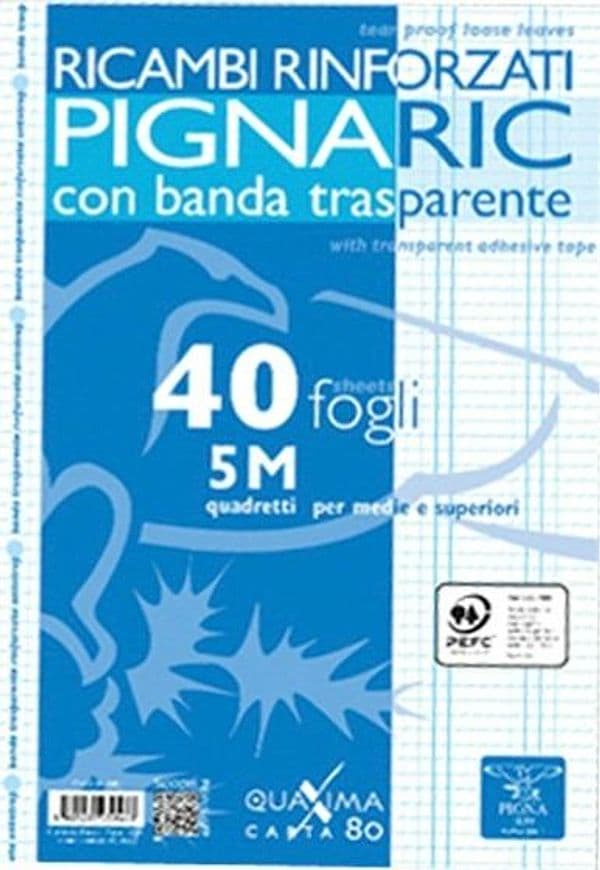 Ricambi forati rinforzati Pignaric - A4 - quadretto 5mm - 40 fogli - 80gr - Pigna Cancelleria e prodotti per ufficio/Scuola e materiale didattico/Materiale scolastico/Diari quaderni e block notes Eurocartuccia - Pavullo, Commerciovirtuoso.it