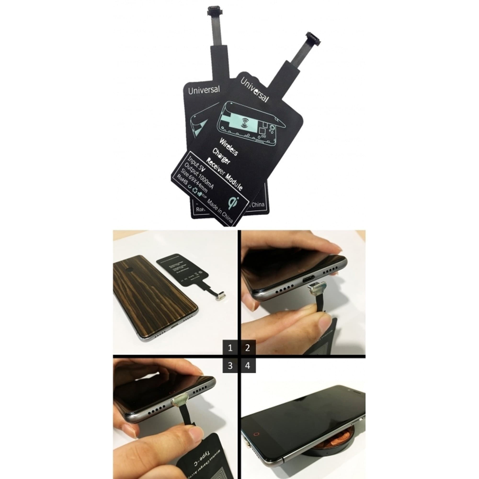 Ricarica Veloce Wireless Micro Usb Posizionabile Dietro Cover Huawei Samsung Lg