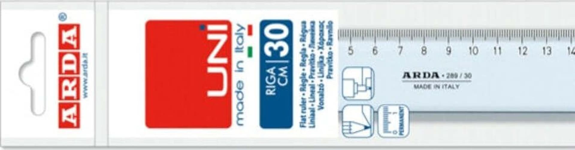 Riga Uni - 30cm - Arda Cancelleria e prodotti per ufficio/Scuola e materiale didattico/Materiale scolastico/Righelli e squadre Eurocartuccia - Pavullo, Commerciovirtuoso.it