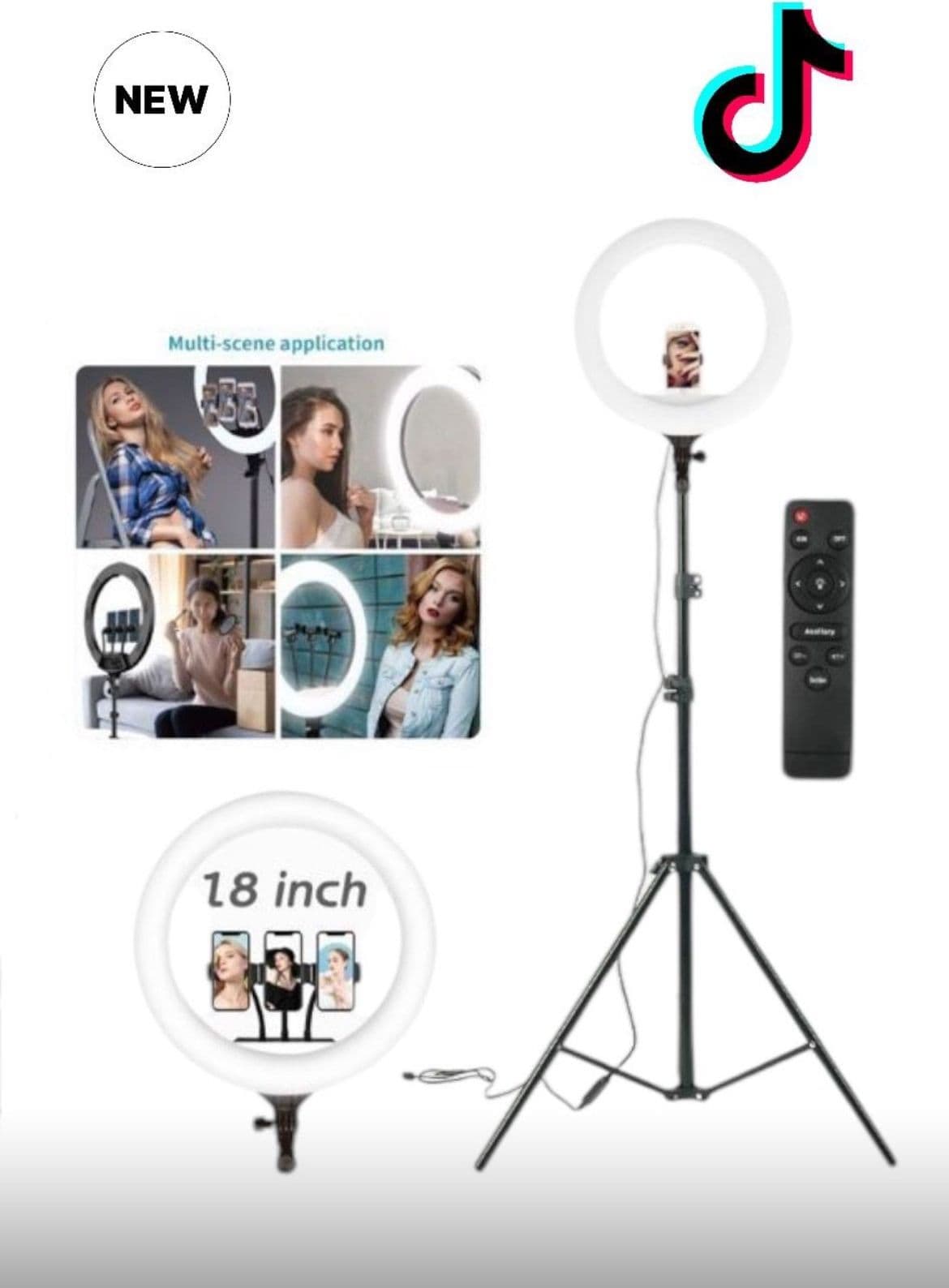 RING-ANELLO-LED-LUMINOSO-CON-STAFFA-E-TELECOMANDO-PER-SMARTPHONE-FOTO-SET