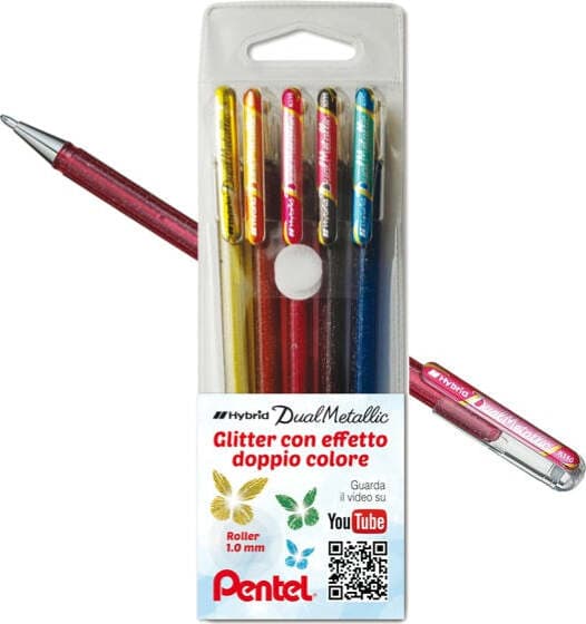 Roller gel Hybrid Dual Metallic - punta 1 0mm - 5 colori assorititi - Pentel - astuccio 5 roller Cancelleria e prodotti per ufficio/Penne matite scrittura e correzione/Penne e ricariche/Penne roller a inchiostro gel Eurocartuccia - Pavullo, Commerciovirtuoso.it