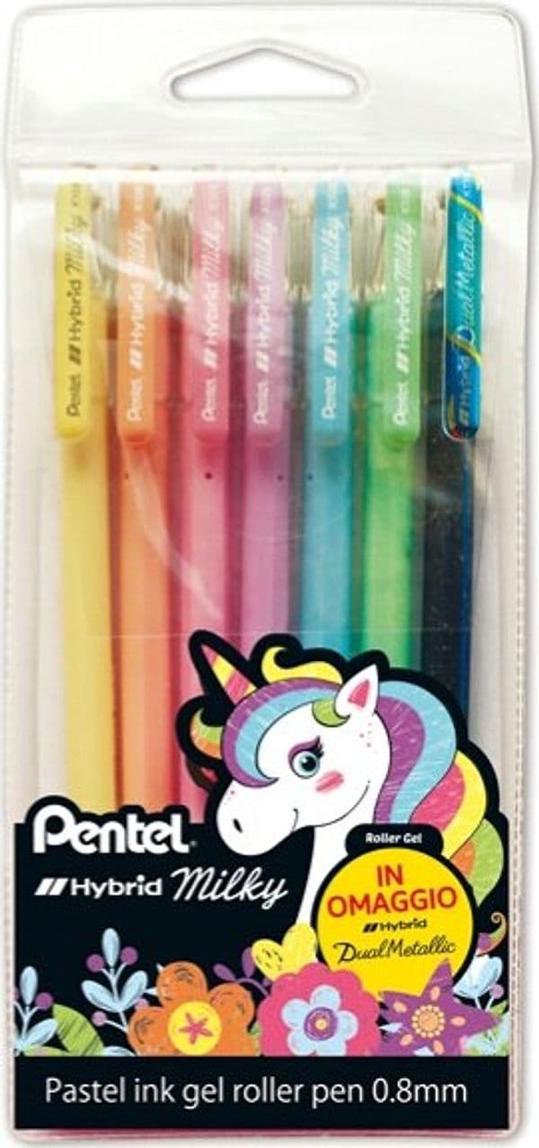 Roller gel Hybrid Milky - punta 0 8 mm - colori assortiti pastel - Pentel - astuccio 6 + 1 pezzi Cancelleria e prodotti per ufficio/Penne matite scrittura e correzione/Penne e ricariche/Penne roller a inchiostro gel Eurocartuccia - Pavullo, Commerciovirtuoso.it
