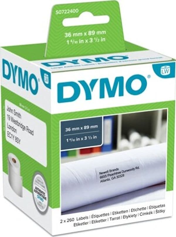Roloto 260 etichette LW 990120 - carta - indirizzi estesi - 36 x 89 mm - bianco - Dymo - conf. 2 rotoli Cancelleria e prodotti per ufficio/Elettronica per ufficio/Accessori/Accessori per etichettatrici Eurocartuccia - Pavullo, Commerciovirtuoso.it