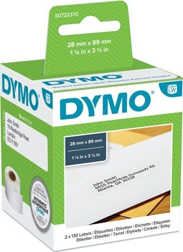 Rotolo 130 etichette LW 990100 - carta - indirizzi standard - 28 x 89 mm - bianco - Dymo - conf. 2 rotoli Cancelleria e prodotti per ufficio/Elettronica per ufficio/Accessori/Accessori per etichettatrici Eurocartuccia - Pavullo, Commerciovirtuoso.it