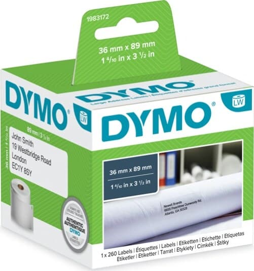 Rotolo 260 etichette LW 1983172 - 36x89 mm - carta - indirizzi estesi - bianco - Dymo Cancelleria e prodotti per ufficio/Elettronica per ufficio/Accessori/Accessori per etichettatrici Eurocartuccia - Pavullo, Commerciovirtuoso.it