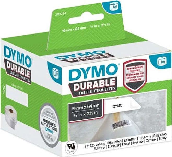 Rotolo 450 etichette LW Durable Industrial - 1933085 - 19 x 64 mm - carta - bianco - Dymo - conf. 2 rotoli Cancelleria e prodotti per ufficio/Elettronica per ufficio/Accessori/Accessori per etichettatrici Eurocartuccia - Pavullo, Commerciovirtuoso.it