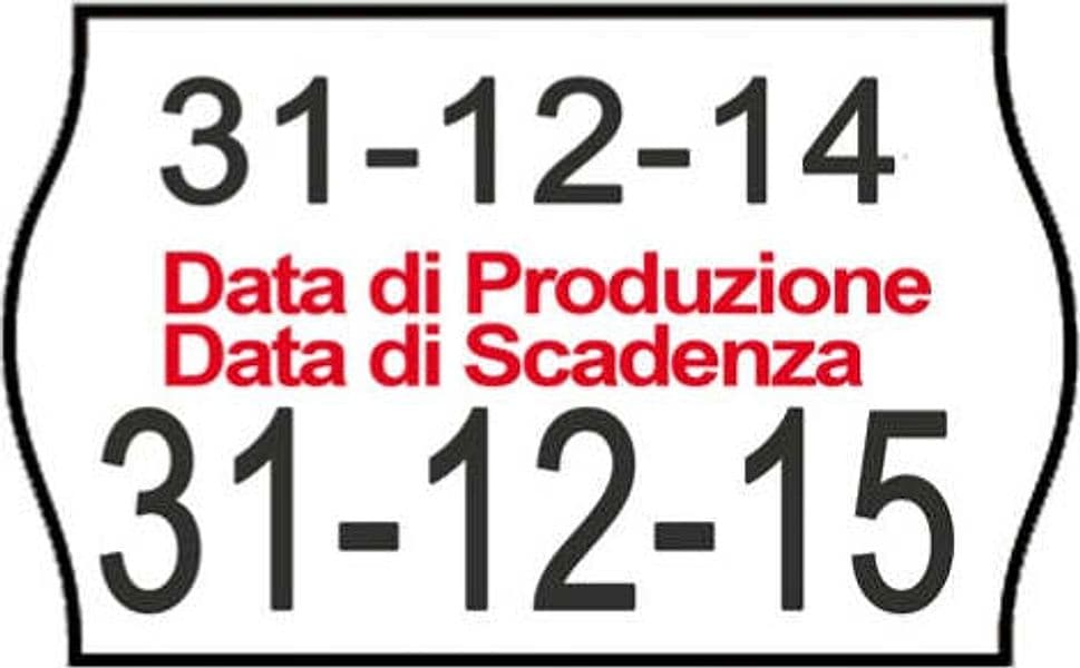 Rotolo da 1000 etichette a onda per Printex Smart 16-2616 - DATA PRODUZIONE - DATA SCADENZA - 26x16 mm - adesivo permanente - bianco - Printex - pack 10 rotoli Cancelleria e prodotti per ufficio/Archivio ufficio e accessori per scrivania/Etichette divisori per schedario e timbri/Etichette ed etichette adesive/Etichette per prezzatrici Eurocartuccia - Pavullo, Commerciovirtuoso.it