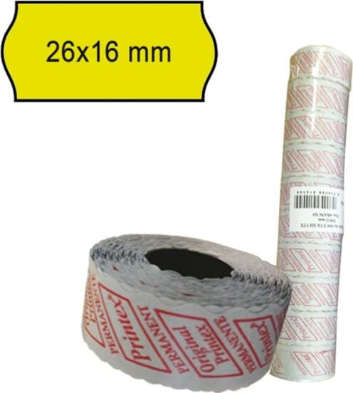 Rotolo da 1000 etichette a onda per Printex Smart 16-2616 e Z Maxi 6-2616 - 26x16 mm - adesivo permanente - giallo - Printex - pack 10 rotoli Cancelleria e prodotti per ufficio/Archivio ufficio e accessori per scrivania/Etichette divisori per schedario e timbri/Etichette ed etichette adesive/Etichette per prezzatrici Eurocartuccia - Pavullo, Commerciovirtuoso.it