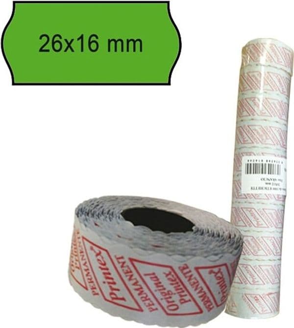 Rotolo da 1000 etichette a onda per Printex Smart 16-2616 e Z Maxi 6-2616 - 26x16 mm - adesivo permanente - verde - Pritnex - pack 10 rotoli Cancelleria e prodotti per ufficio/Archivio ufficio e accessori per scrivania/Etichette divisori per schedario e timbri/Etichette ed etichette adesive/Etichette per prezzatrici Eurocartuccia - Pavullo, Commerciovirtuoso.it