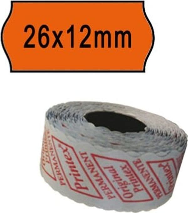 Rotolo da 1000 etichette a onda per Printex Smart 8-2612 - 26x12 mm - adesivo permanente - arancio - Printex - pack 10 rotoli Cancelleria e prodotti per ufficio/Archivio ufficio e accessori per scrivania/Etichette divisori per schedario e timbri/Etichette ed etichette adesive/Etichette per prezzatrici Eurocartuccia - Pavullo, Commerciovirtuoso.it