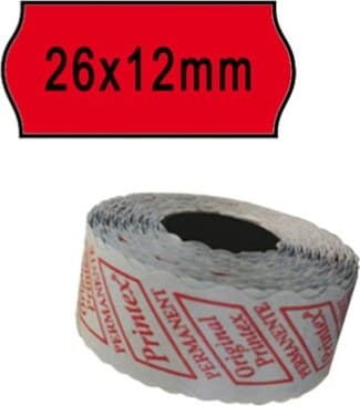 Rotolo da 1000 etichette a onda per Printex Smart 8-2612 - 26x12 mm - adesivo permanente - rosso - Printex - pack 10 rotoli Cancelleria e prodotti per ufficio/Archivio ufficio e accessori per scrivania/Etichette divisori per schedario e timbri/Etichette ed etichette adesive/Etichette per prezzatrici Eurocartuccia - Pavullo, Commerciovirtuoso.it