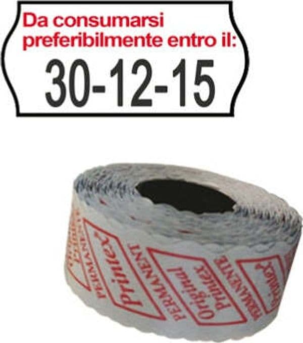 Rotolo da 1000 etichette a onda per Printex Smart 8-2612 - DA CONSUMARSI - 26x12 mm - adesivo permanente - bianco - Printex - pack 10 rotoli Cancelleria e prodotti per ufficio/Archivio ufficio e accessori per scrivania/Etichette divisori per schedario e timbri/Etichette ed etichette adesive/Etichette per prezzatrici Eurocartuccia - Pavullo, Commerciovirtuoso.it