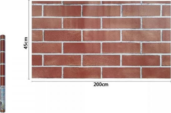 ROTOLO PELLICOLA ADESIVA PVC EFFETTO MATTONI 45CMX2MT MOBILI CASA CASSETTI 71279