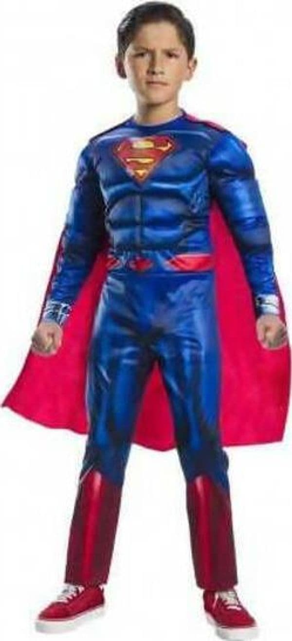 Rubies-Superman-Costume-Da-Carnevale-Bambino-Completo-Con-Muscoli-Mantello-Deluxe-Originale-Dc