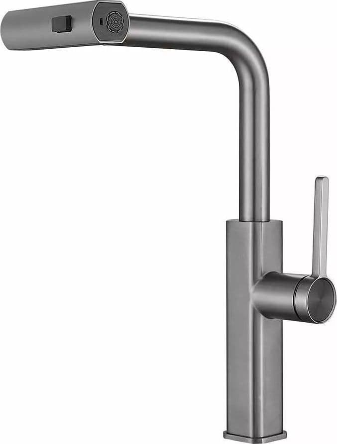 RUBINETTO CUCINA ESTRAIBILE CON EROGATORE GIREVOLE 2 GETTI ACCIAIO SATINATO 87257 in Rubinetti per lavelli da cucina Trade Shop italia - Napoli, commercioVirtuoso.it