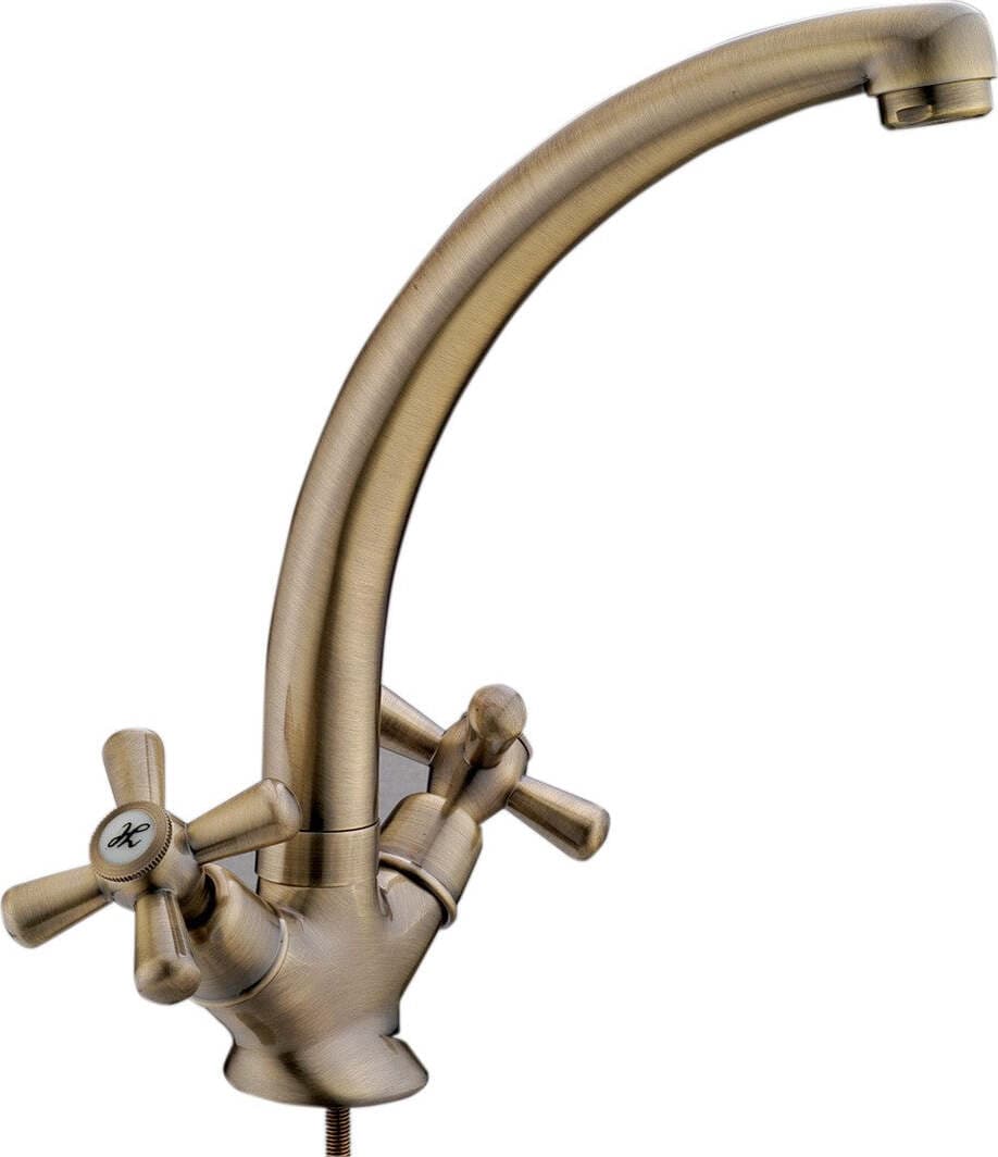 Rubinetto Miscelatore Cucina Bronzo Rubinetto Doppio Comando Pomelli a Croce Bronzo Canna Alta 25412 B Serie Sofia Fai da te/Attrezzature per cucine e bagni/Impianti per la cucina/Rubinetti da cucina/Rubinetti per lavelli da cucina Ferus - Montoro, Commerciovirtuoso.it