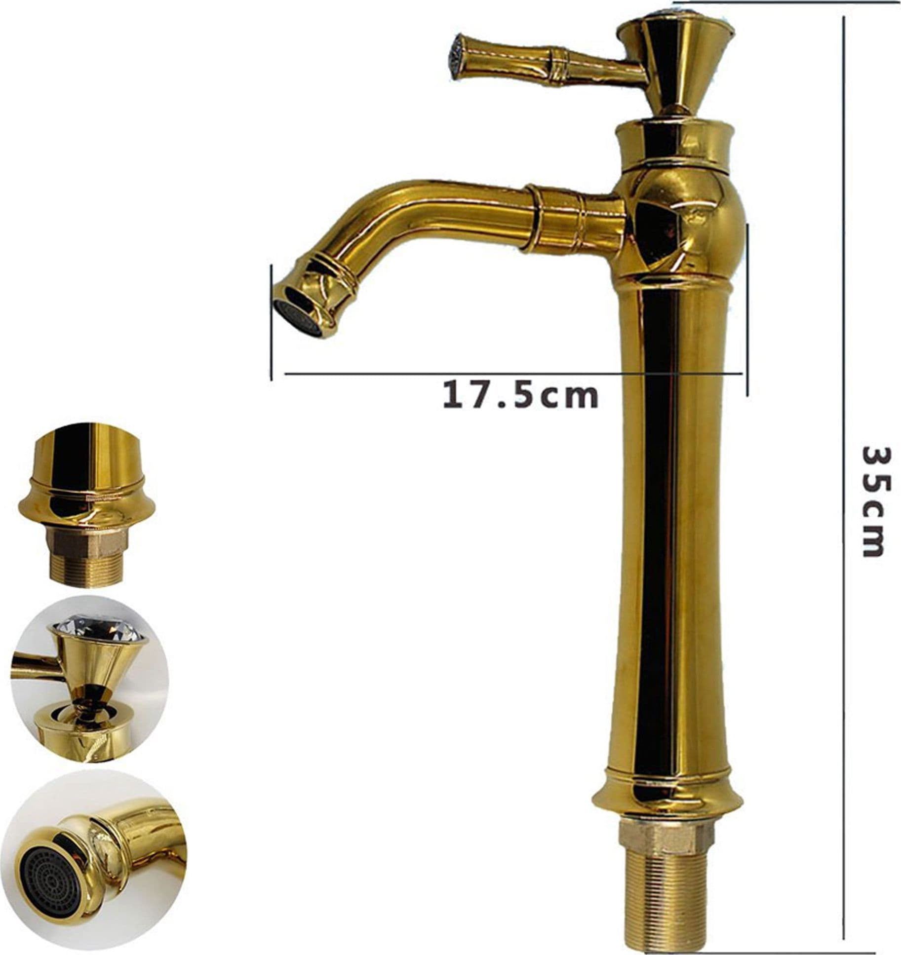 Rubinetto-Miscelatore-Monocomando-Lavabo-Lavello-Cucina-Alto-Ottone-Dorato-Oro