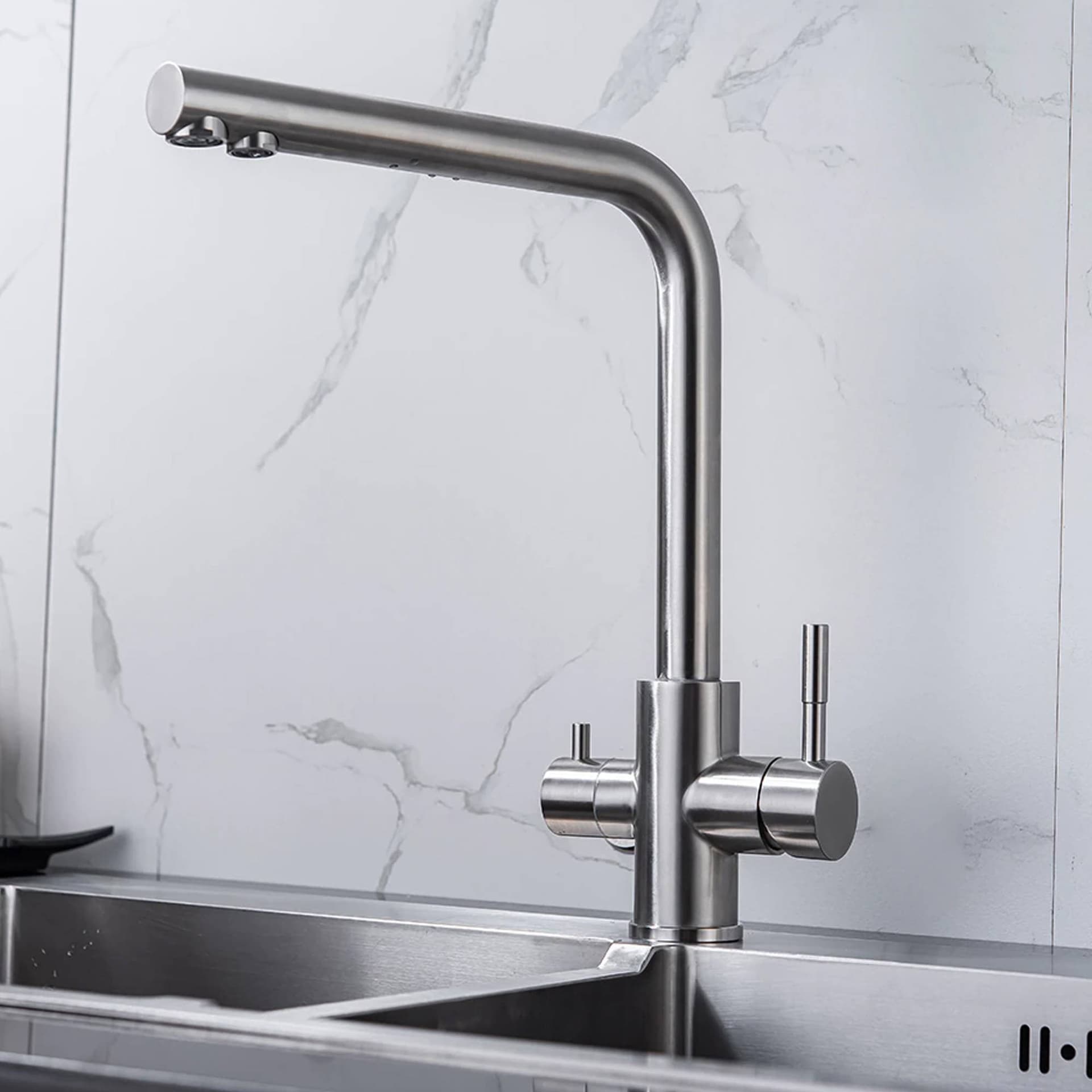 Rubinetto-Monocomando-Lavello-Cucina-3-Vie-Acqua-Fredda-E-Calda-Girevole-360°