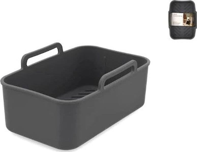 H&H - Contenitore in silicone per friggitrice ad aria rettangolare cm 23x14 colore grigio antracite in Autocategorizzazione Più Di Più Ideas - Casalnuovo di Napoli, commercioVirtuoso.it