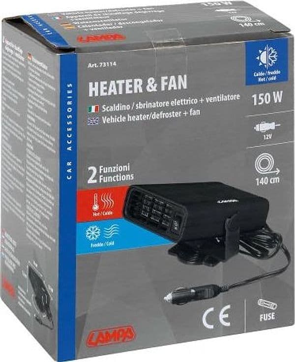 Heater & Fan, scaldino/sbrinatore e ventilatore - 12V - 150W