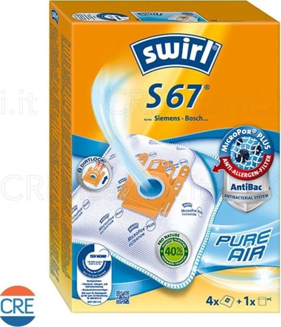 S67-Sacchetti-Antiallergenici-x4-e-Filtro-Aria-x1-per-Aspirazione-Bosch,-Siemens,-Karcher