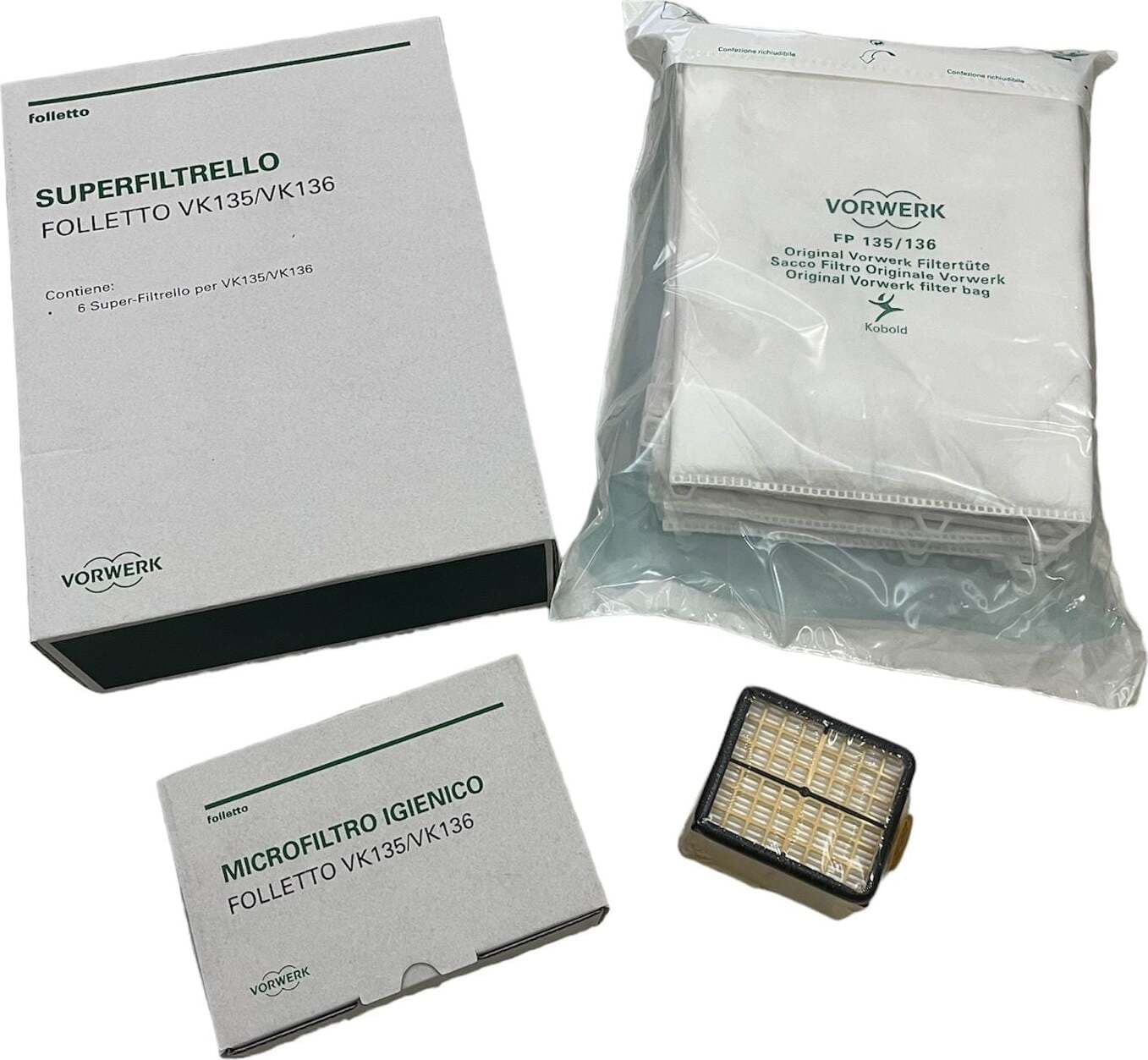 Sacchetti Folletto VK 135 / 136 + Filtro HEPA (originali) Casa e cucina/Aspirapolvere e pulizia di pavimenti e finestre/Accessori per aspirapolvere/Sacchetti per aspirapolvere/Sacchetti per aspirapolvere verticale Grow Up - Casoria, Commerciovirtuoso.it