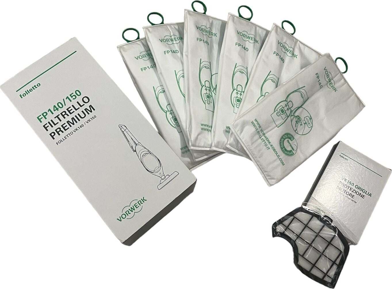 Sacchetti Folletto VK 140 / 150 + Griglia protezione motore (originali) Casa e cucina/Aspirapolvere e pulizia di pavimenti e finestre/Accessori per aspirapolvere/Sacchetti per aspirapolvere/Sacchetti per aspirapolvere verticale Grow Up - Casoria, Commerciovirtuoso.it