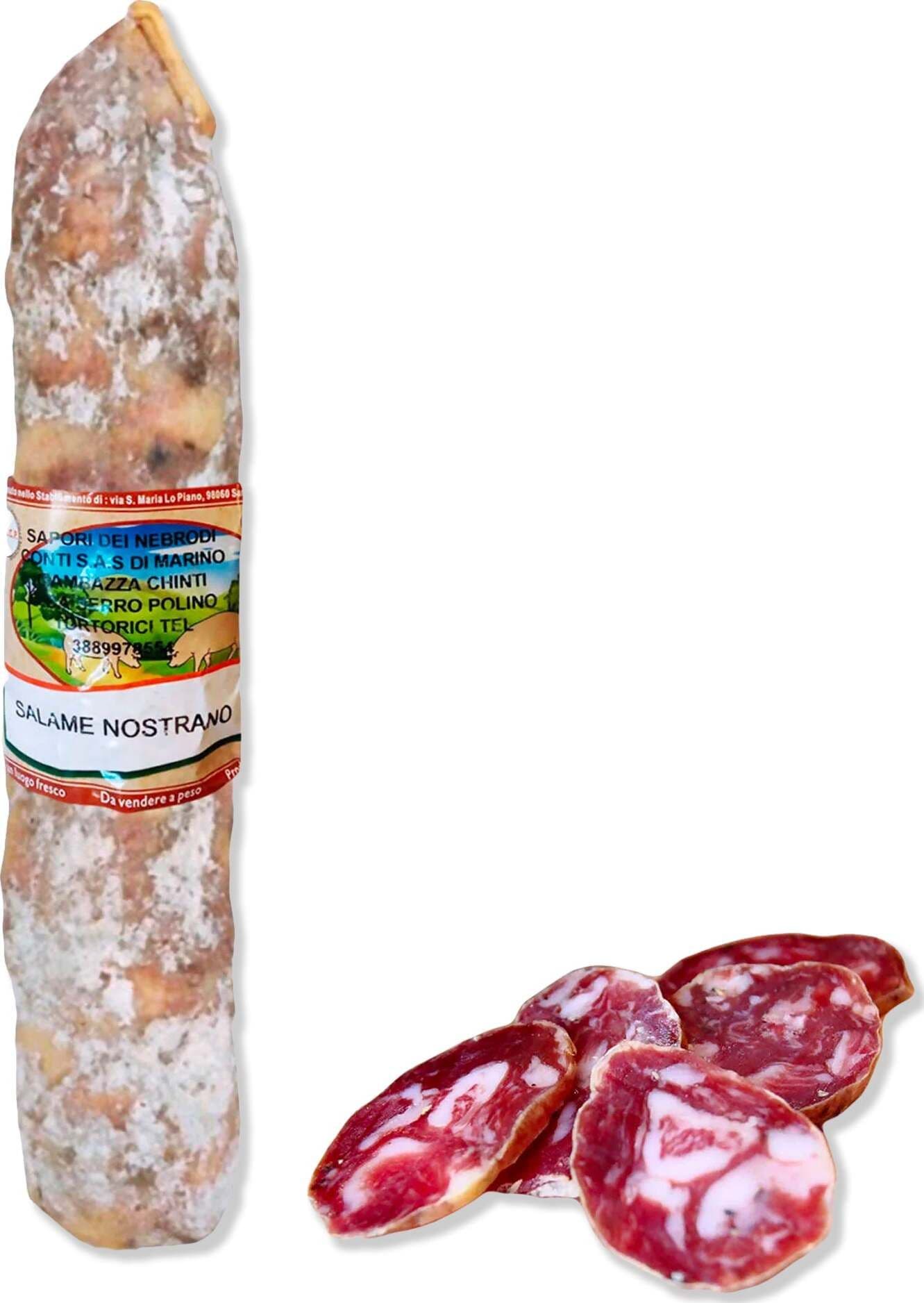 Salame Siciliano Di Suino Dei Monti Di Sicilia Salame Intero Da Allevamento Allo Stato Brado 500 gr I Sapori Dei Nebrodi