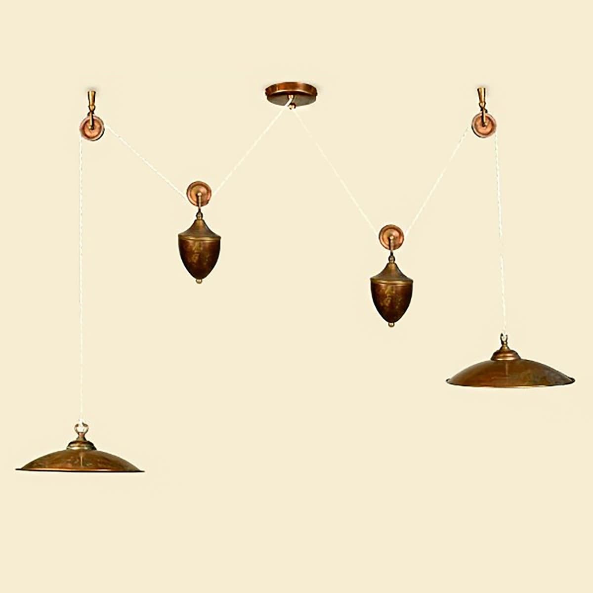 Saliscendi-rustico-Lampadari-Bartalini-ELISALI-C2-CPS30-lampada-soffitto-rustica-ottone-E27-LED